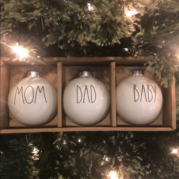 Rae Dunn Other - Rae Dunn MOM DAD & BABY Ceramic Ornament Set/3